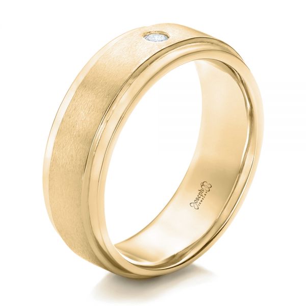 18k Yellow Gold 18k Yellow Gold Custom Diamond Men's Wedding Band - Three-Quarter View -  102236