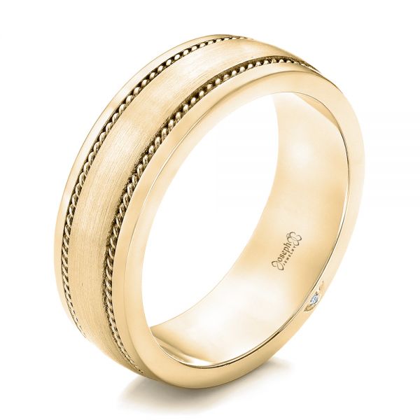 14k Yellow Gold 14k Yellow Gold Custom Diamond Men's Wedding Band - Three-Quarter View -  102358