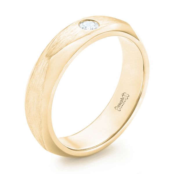 14k Yellow Gold 14k Yellow Gold Custom Diamond Men's Wedding Band - Three-Quarter View -  102922