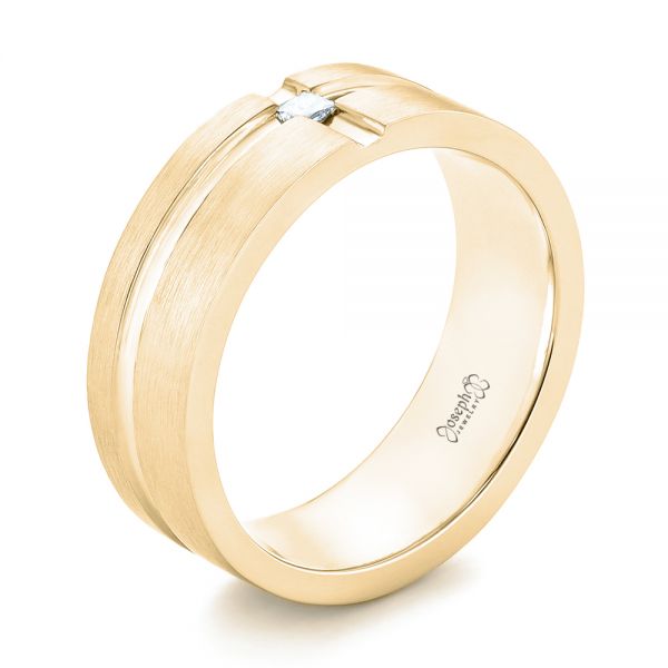 18k Yellow Gold 18k Yellow Gold Custom Diamond Men's Wedding Band - Three-Quarter View -  102948