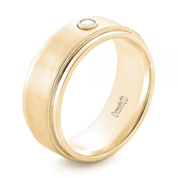 18k Yellow Gold 18k Yellow Gold Custom Diamond Men's Wedding Band - Three-Quarter View -  102976