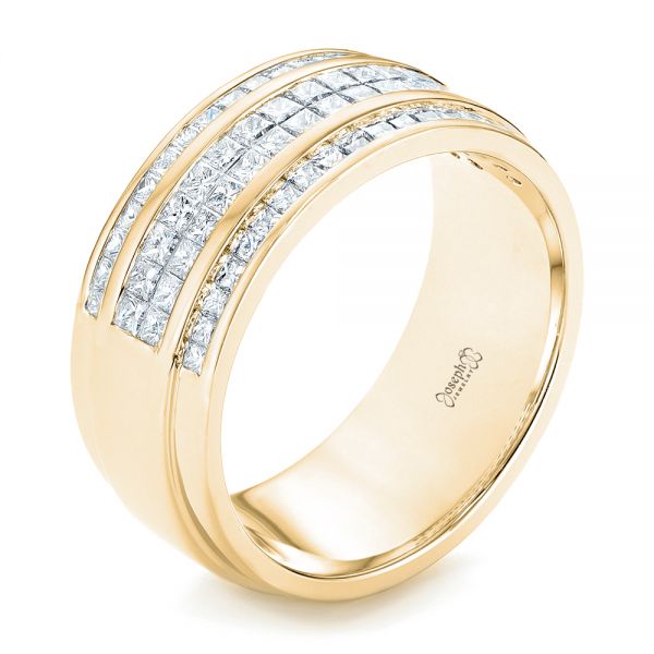 18k Yellow Gold 18k Yellow Gold Custom Diamond Men's Wedding Band - Three-Quarter View -  103133