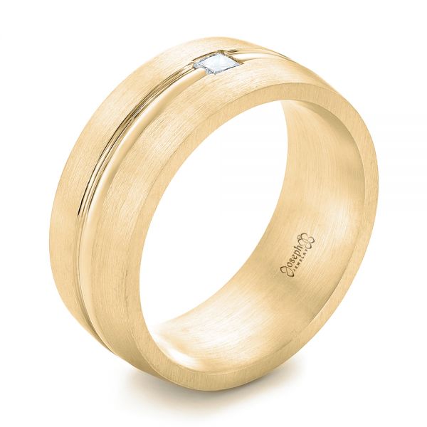 18k Yellow Gold 18k Yellow Gold Custom Diamond Men's Wedding Band - Three-Quarter View -  103220