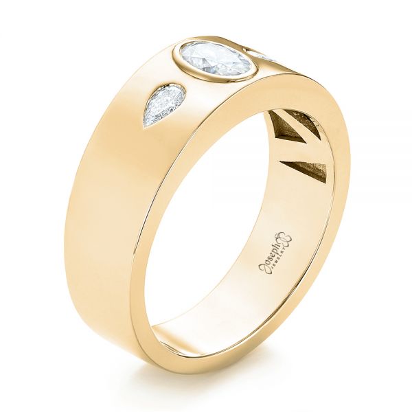 18k Yellow Gold 18k Yellow Gold Custom Diamond Men's Wedding Band - Three-Quarter View -  103840