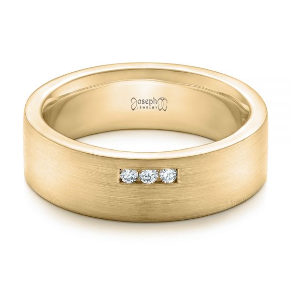 18k Yellow Gold 18k Yellow Gold Custom Diamond Men's Wedding Band - Flat View - 102281