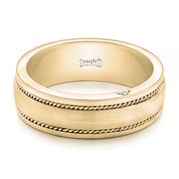 18k Yellow Gold 18k Yellow Gold Custom Diamond Men's Wedding Band - Flat View - 102358