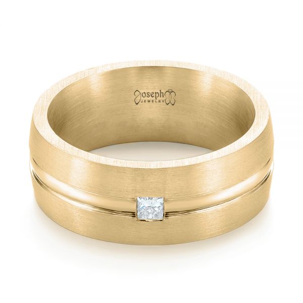 14k Yellow Gold 14k Yellow Gold Custom Diamond Men's Wedding Band - Flat View - 103220
