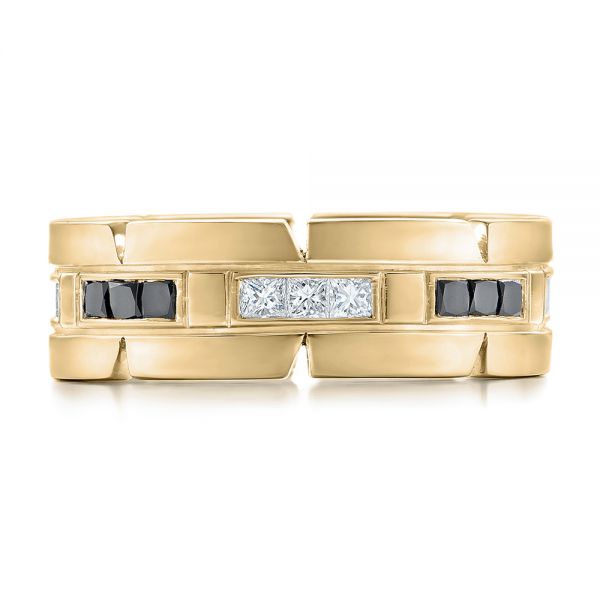 18k Yellow Gold 18k Yellow Gold Custom Diamond Men's Wedding Band - Top View - 102208