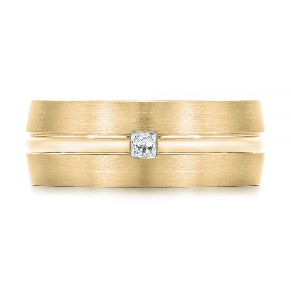 14k Yellow Gold 14k Yellow Gold Custom Diamond Men's Wedding Band - Top View -  103220