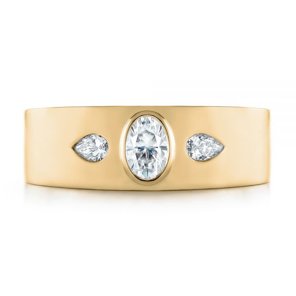 14k Yellow Gold 14k Yellow Gold Custom Diamond Men's Wedding Band - Top View - 103840