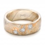 Custom Diamond Mokume Men's Wedding Band - Flat View -  102167 - Thumbnail