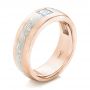 18k Rose Gold And 14K Gold 18k Rose Gold And 14K Gold Custom Diamond Mokume Wedding Band - Three-Quarter View -  102201 - Thumbnail