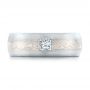 14k White Gold And Platinum 14k White Gold And Platinum Custom Diamond Mokume Wedding Band - Top View -  102201 - Thumbnail