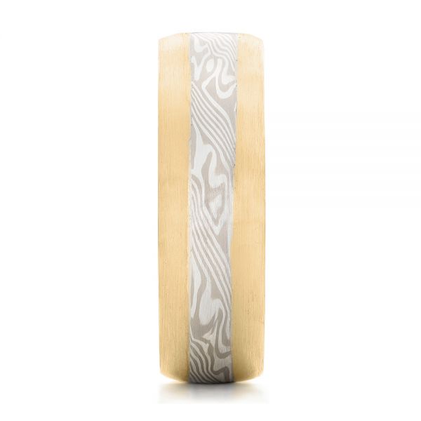 14k Yellow Gold And 14K Gold 14k Yellow Gold And 14K Gold Custom Diamond Mokume Wedding Band - Side View - 102201