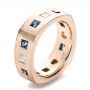 14k Rose Gold 14k Rose Gold Custom Diamond And Blue Sapphire Men's Band - Three-Quarter View -  1200 - Thumbnail