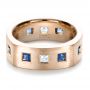 14k Rose Gold 14k Rose Gold Custom Diamond And Blue Sapphire Men's Band - Flat View -  1200 - Thumbnail