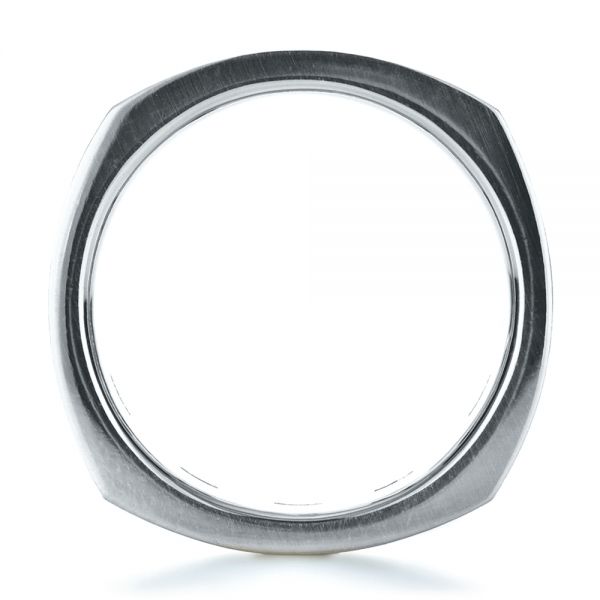 18k White Gold 18k White Gold Custom Diamond And Blue Sapphire Men's Band - Front View - 1200