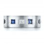 14k White Gold 14k White Gold Custom Diamond And Blue Sapphire Men's Band - Top View -  1200 - Thumbnail