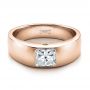 14k Rose Gold 14k Rose Gold Custom Diamond And Peridot Men's Wedding Band - Flat View -  100267 - Thumbnail