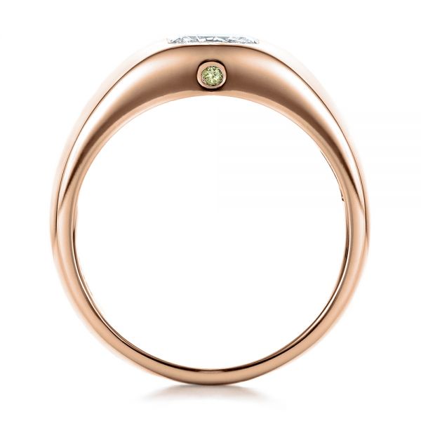 18k Rose Gold 18k Rose Gold Custom Diamond And Peridot Men's Wedding Band - Front View - 100267