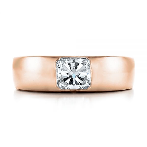 18k Rose Gold 18k Rose Gold Custom Diamond And Peridot Men's Wedding Band - Top View - 100267