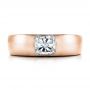 14k Rose Gold 14k Rose Gold Custom Diamond And Peridot Men's Wedding Band - Top View -  100267 - Thumbnail