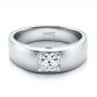 14k White Gold 14k White Gold Custom Diamond And Peridot Men's Wedding Band - Flat View -  100267 - Thumbnail