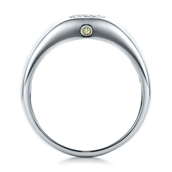 18k White Gold 18k White Gold Custom Diamond And Peridot Men's Wedding Band - Front View -  100267