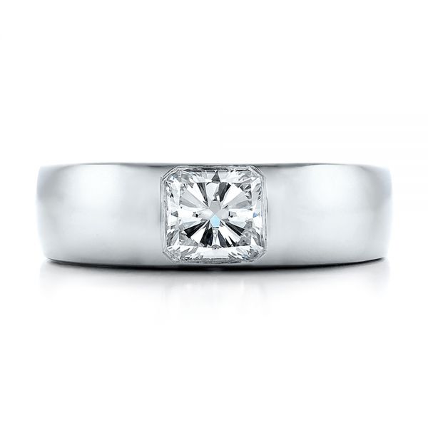  Platinum Custom Diamond And Peridot Men's Wedding Band - Top View -  100267
