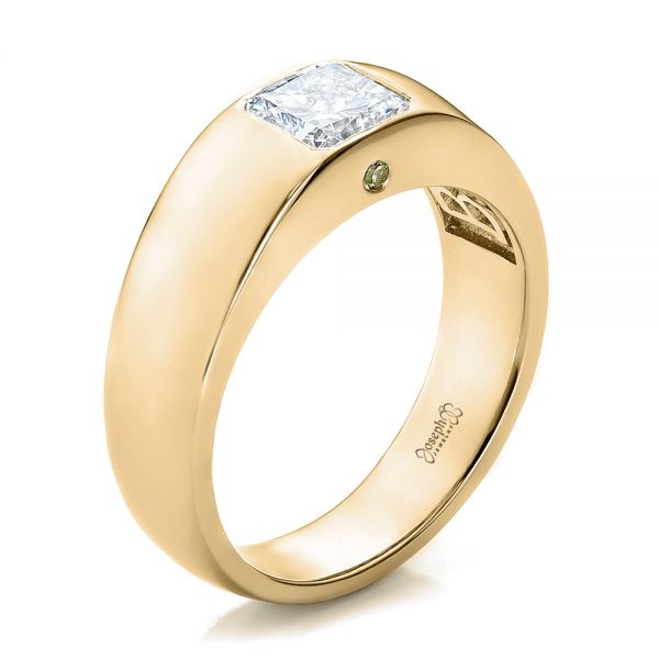 14k Yellow Gold Custom Diamond And Peridot Men's Wedding Band #100267 ...