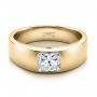 14k Yellow Gold 14k Yellow Gold Custom Diamond And Peridot Men's Wedding Band - Flat View -  100267 - Thumbnail