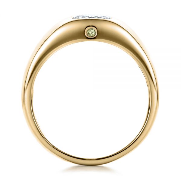 18k Yellow Gold 18k Yellow Gold Custom Diamond And Peridot Men's Wedding Band - Front View - 100267