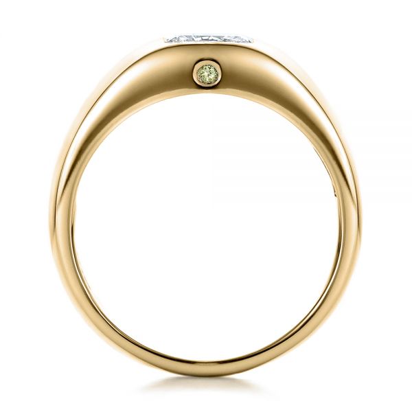 14k Yellow Gold 14k Yellow Gold Custom Diamond And Peridot Men's Wedding Band - Front View -  100267