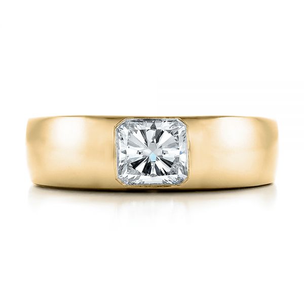 18k Yellow Gold 18k Yellow Gold Custom Diamond And Peridot Men's Wedding Band - Top View - 100267