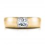 14k Yellow Gold 14k Yellow Gold Custom Diamond And Peridot Men's Wedding Band - Top View -  100267 - Thumbnail