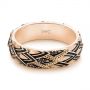 14k Rose Gold 14k Rose Gold Custom Dragon Scale Two-tone Black Diamond Men's Band - Flat View -  104842 - Thumbnail