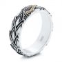  Platinum Platinum Custom Dragon Scale Two-tone Black Diamond Men's Band - Three-Quarter View -  104842 - Thumbnail