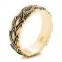 14k Yellow Gold 14k Yellow Gold Custom Dragon Scale Two-tone Black Diamond Men's Band - Three-Quarter View -  104842 - Thumbnail