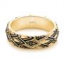 14k Yellow Gold 14k Yellow Gold Custom Dragon Scale Two-tone Black Diamond Men's Band - Flat View -  104842 - Thumbnail