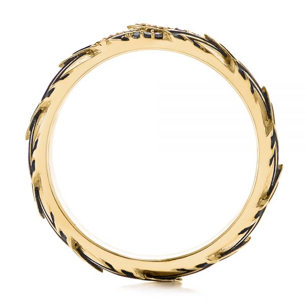 14k Yellow Gold 14k Yellow Gold Custom Dragon Scale Two-tone Black Diamond Men's Band - Front View - 104842
