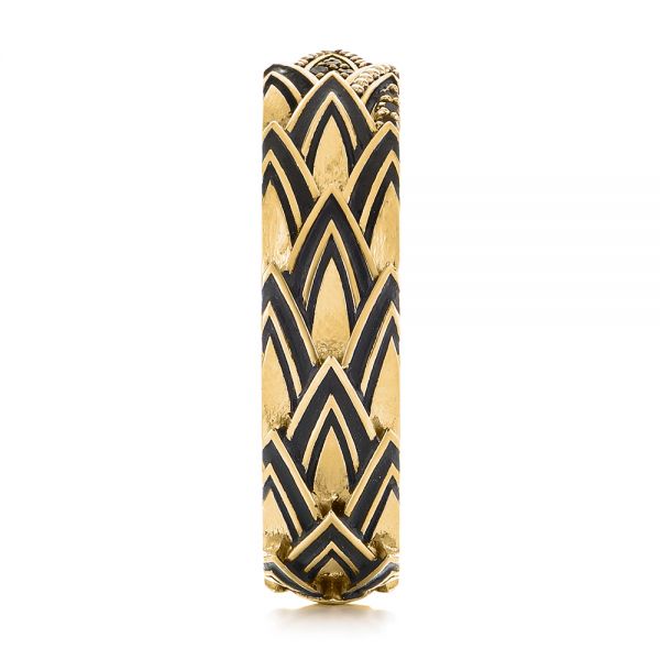 14k Yellow Gold 14k Yellow Gold Custom Dragon Scale Two-tone Black Diamond Men's Band - Side View - 104842