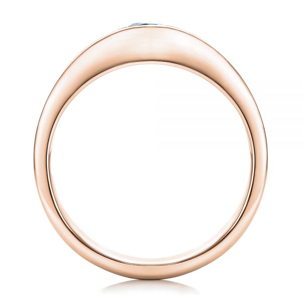 14k Rose Gold 14k Rose Gold Custom Engraved Blue Sapphire Men's Wedding Band - Front View - 102213
