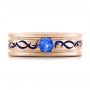 14k Rose Gold 14k Rose Gold Custom Engraved Blue Sapphire Men's Wedding Band - Top View -  102213 - Thumbnail