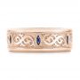 14k Rose Gold 14k Rose Gold Custom Engraved Blue Sapphire Men's Wedding Band - Top View -  103237 - Thumbnail