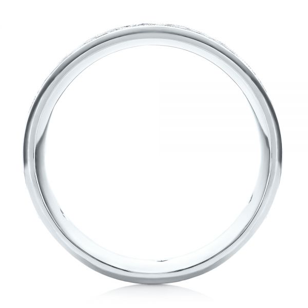 Platinum Custom Engraved Blue Sapphire Men's Wedding Band - Front View - 103237