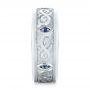 18k White Gold 18k White Gold Custom Engraved Blue Sapphire Men's Wedding Band - Side View -  103237 - Thumbnail