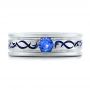 18k White Gold 18k White Gold Custom Engraved Blue Sapphire Men's Wedding Band - Top View -  102213 - Thumbnail