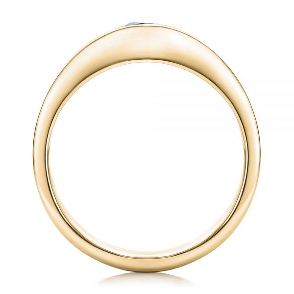 14k Yellow Gold 14k Yellow Gold Custom Engraved Blue Sapphire Men's Wedding Band - Front View - 102213
