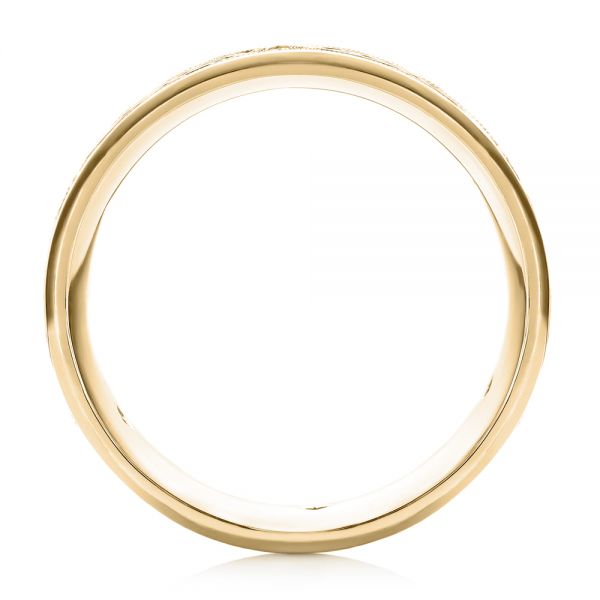 18k Yellow Gold 18k Yellow Gold Custom Engraved Blue Sapphire Men's Wedding Band - Front View - 103237
