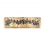  14K Gold Custom Engraved Blue Sapphire And Black Diamond Men's Band - Top View -  103410 - Thumbnail